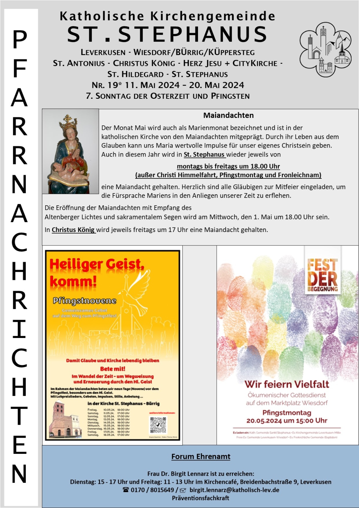 Pfarrnachrichten Stephanus 11-05-20.05.2024