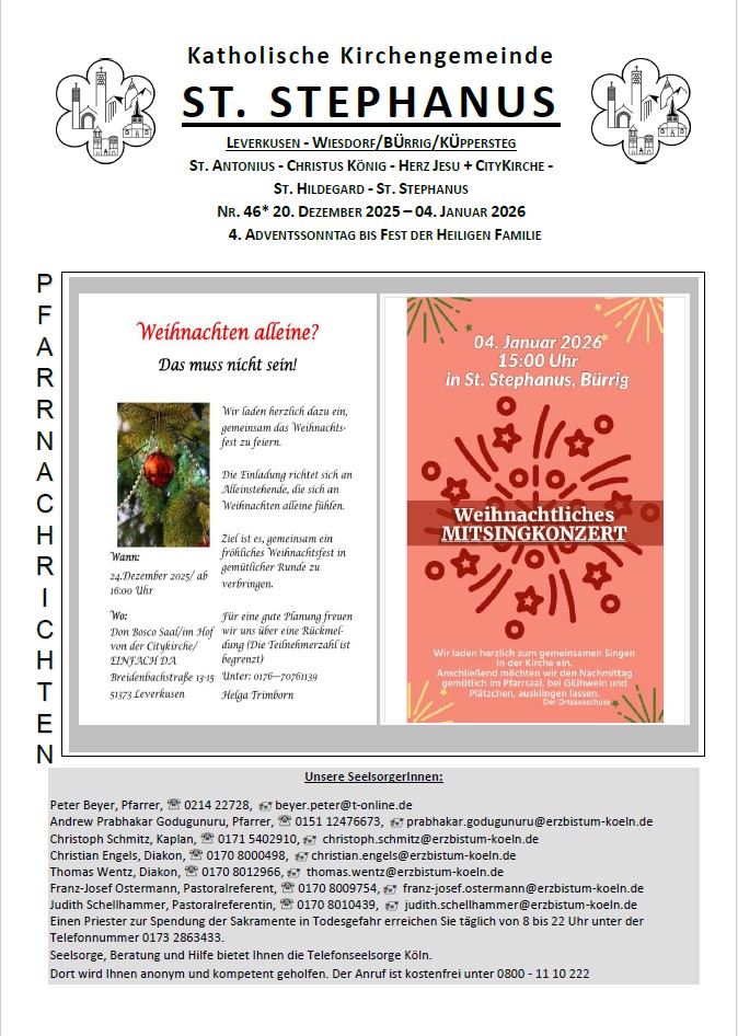 Titel Pfarrnachrichten 20.12.25-04.01.26