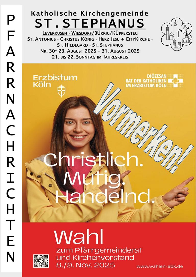 Titel Pfarrnachrichten 23.08. - 31.08.2025 (c) St. Stephanus WBK Titel Pfarrnachrichten 23.08. - 31.08.2025