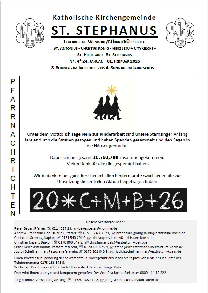 Titel Pfarrnachrichten 24.01.2026 – 01.02.2026