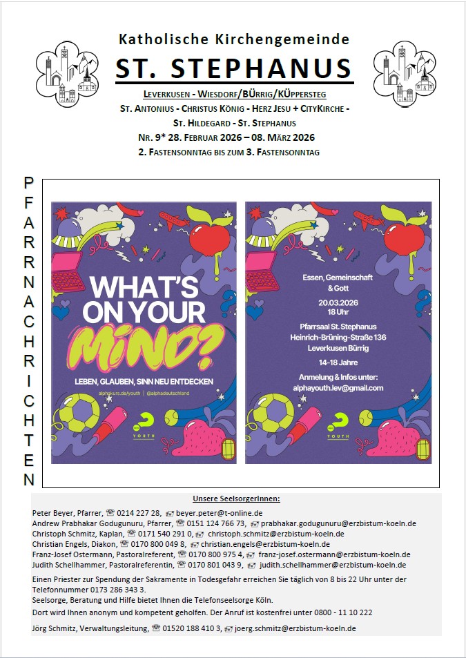 Titel Pfarrnachrichten Nr. 9 28.02.-08.03.2026