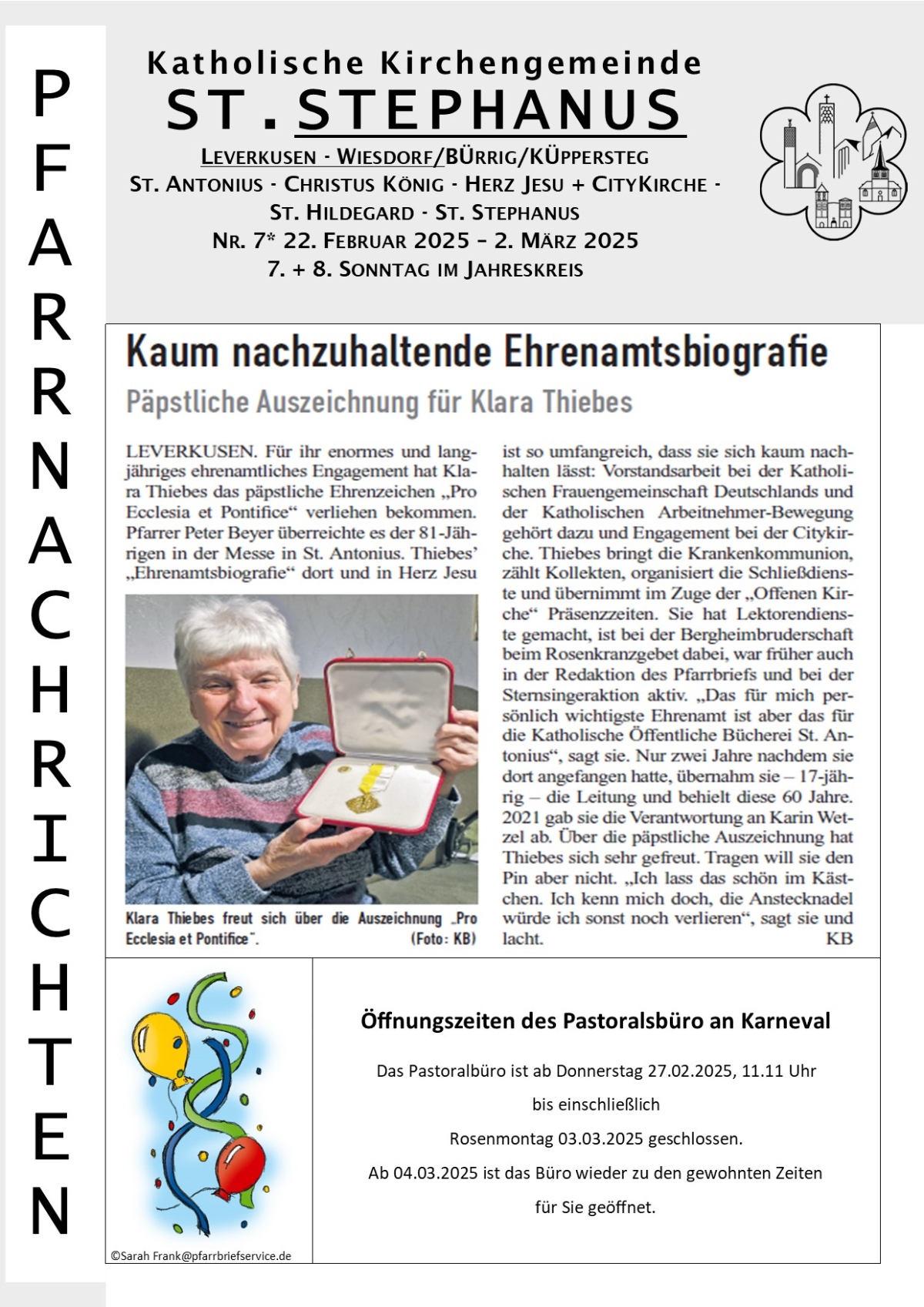 Titel Pfarrnachrichten Stephanus 22-02-02-03-2025