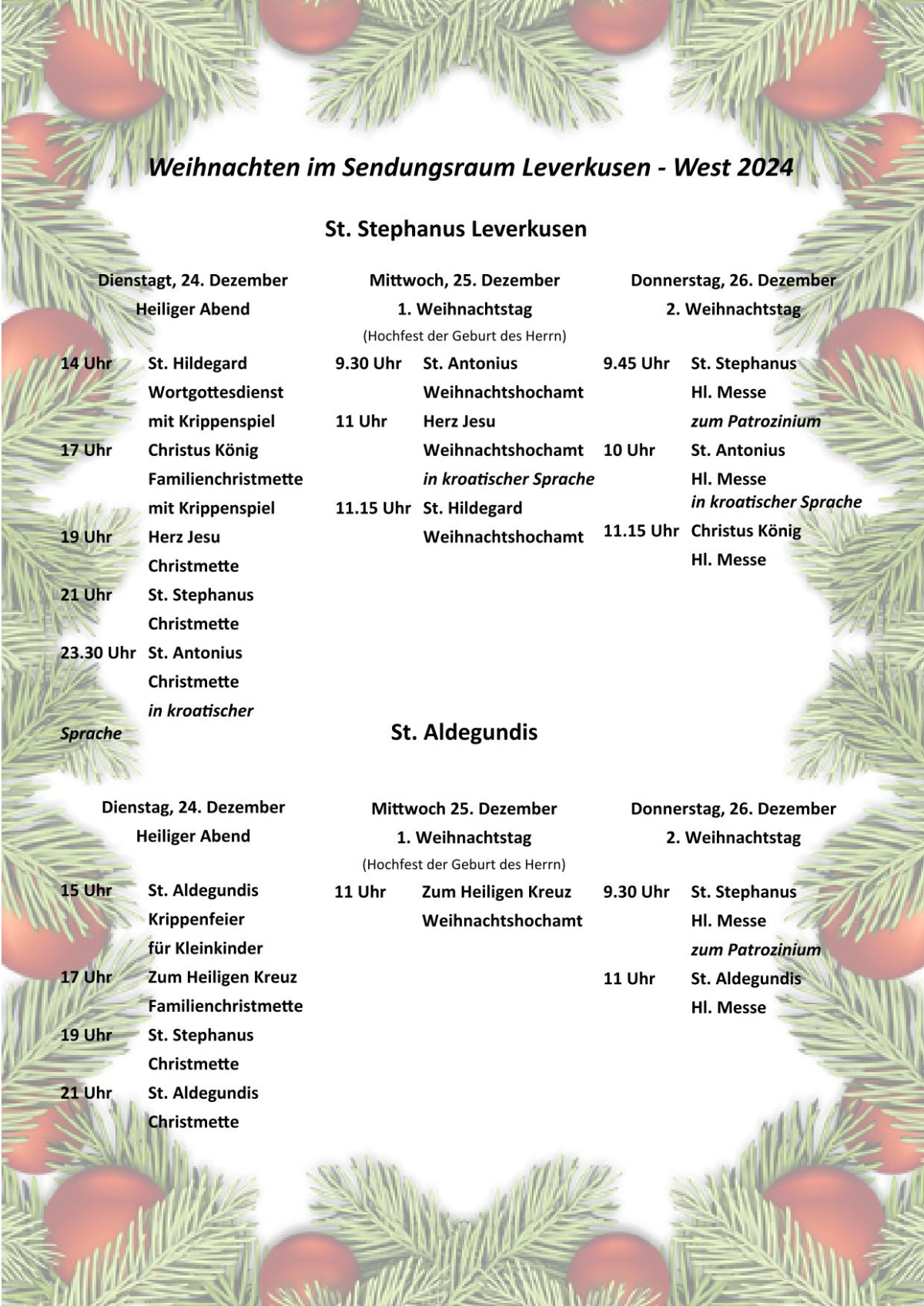 Weihnachten Plakat Gottesdienste Stephanus 2024-k